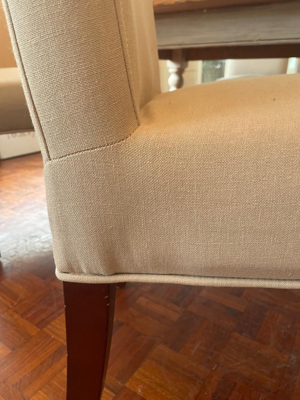 Stitching at the seat and back join of a dining chair